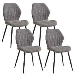 EGOONM Set of 2/4/6 Upholstered Padded Dining Chairs Linen Fabric Kitchen Chairs Metal Legs for Restaurant Cafe Home Room