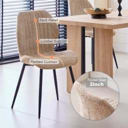 EGOONM Set of 2/4/6 Upholstered Padded Dining Chairs Linen Fabric Kitchen Chairs Metal Legs for Restaurant Cafe Home Room