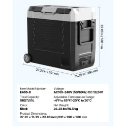 SucceBuy 35L 45L 55L Portable Foldable Handle Car Refrigerator with Wheel -4°F to 68°F Truck Refrigerator with APP Control Compressor Freezer for Camping Picnics Car Home Traval