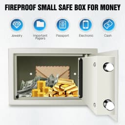Safes for Home Fireproof Waterproof with 2 Manual Override Keys,Security Safe Cash Box with Double Digital Keypad and Key