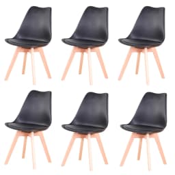 Set of 4 / 6 Nordic Medieval Dining Chairs PU Padded Seat Beech Wood Legs Desk Chairs for Dining Room Bedroom Balcony Restaurant