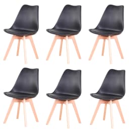 Set of 4 / 6 Nordic Medieval Dining Chairs PU Padded Seat Beech Wood Legs Desk Chairs for Dining Room Bedroom Balcony Restaurant