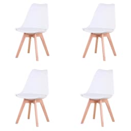 Set of 4 / 6 Nordic Medieval Dining Chairs PU Padded Seat Beech Wood Legs Desk Chairs for Dining Room Bedroom Balcony Restaurant