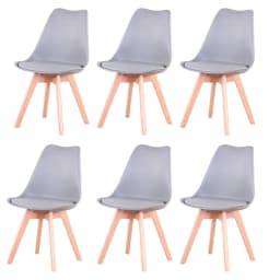 Set of 4 / 6 Nordic Medieval Dining Chairs PU Padded Seat Beech Wood Legs Desk Chairs for Dining Room Bedroom Balcony Restaurant