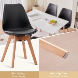 Set of 4 / 6 Nordic Medieval Dining Chairs PU Padded Seat Beech Wood Legs Desk Chairs for Dining Room Bedroom Balcony Restaurant