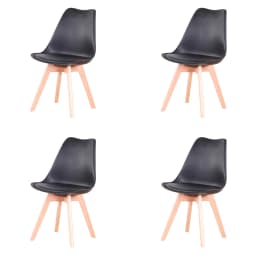 Set of 4 / 6 Nordic Medieval Dining Chairs PU Padded Seat Beech Wood Legs Desk Chairs for Dining Room Bedroom Balcony Restaurant