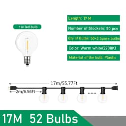 Outdoor String Lights LED G40 Dimmable Party Garland Globe Bulbs String Lamp For Street Patio Garden Backyard Camping Decoration