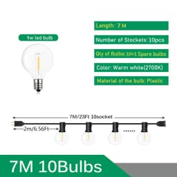 Outdoor String Lights LED G40 Dimmable Party Garland Globe Bulbs String Lamp For Street Patio Garden Backyard Camping Decoration
