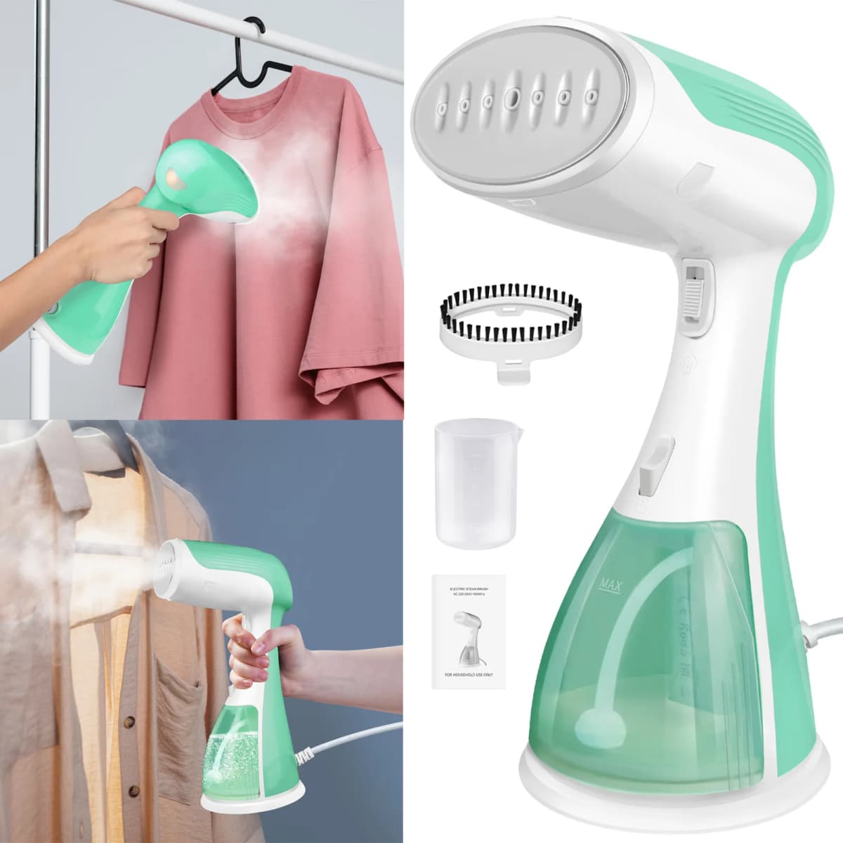 DayPlus 4800W Garment Handheld Steamer Fabric Curtain Clothes Iron Heat Travel Steam DIY,Steamer for Clothes, Home 300ML Tank