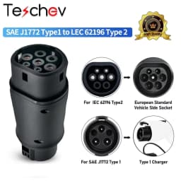 Teschev EV Charger Adapter Type1 to Type2 Charging Connector Type 2 to GBT Plug Adapter for Electric Car Accessories