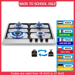 TopStrong 4 Burner Stainless Built-in Stove Natural Gas Propane Gas NG/LPG Gas Hob YYEUGCT-S04