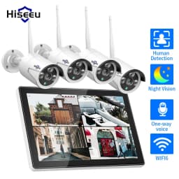 Hiseeu 3/5MP 10CH NVR with 10.1" Monitor Wireless Security Cameras Kit Outdoor Waterproof IP Camera Surveillance CCTV System Set