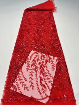 French Lace Fabrics 2026 High Quality African Beaded Embroidered Nigerian Sequins Tulle Lace 5 Yards For Sewing Party Dresses