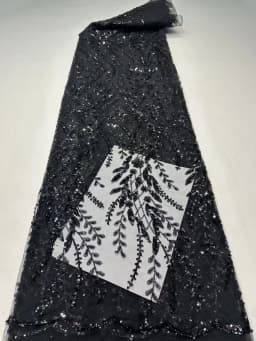 French Lace Fabrics 2026 High Quality African Beaded Embroidered Nigerian Sequins Tulle Lace 5 Yards For Sewing Party Dresses