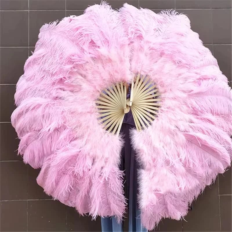 100/130Cm Big Pink Ostrich Feather Dance Fans Foldable Hand Held Plume Fan Decorate Halloween Party Belly Craft Accessories