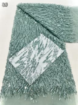 Green Sequin Lace Fabric African Fabric Lace Wedding Dress 2026 Luxury Gold Beaded Lace French Mesh Sequence for Sewing