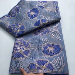 Nigerian Jacquard Lace Fabric 2025 High Quality 5 Yards Gilding African French Brocade Lace Fabric Elegant Dress for Women A4234