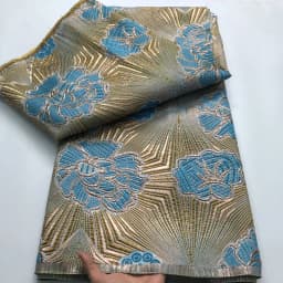 Nigerian Jacquard Lace Fabric 2025 High Quality 5 Yards Gilding African French Brocade Lace Fabric Elegant Dress for Women A4234