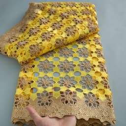 Latest 5 Yards Superb Embroidery Guipure Lace Appliques African Cord Water Soluble Fabric Bridal Sewing Garment Celebrants Wear
