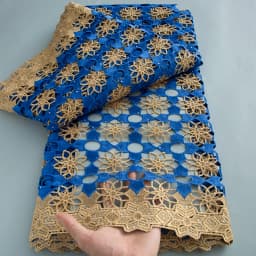 Latest 5 Yards Superb Embroidery Guipure Lace Appliques African Cord Water Soluble Fabric Bridal Sewing Garment Celebrants Wear