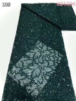 White Sequins Beaded Chantilly Lace Fabric African Lace Fabric 5 Yards High Quality 2025 Green Tulle Lace For Sewing KB5006