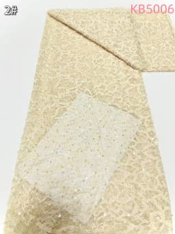 White Sequins Beaded Chantilly Lace Fabric African Lace Fabric 5 Yards High Quality 2025 Green Tulle Lace For Sewing KB5006