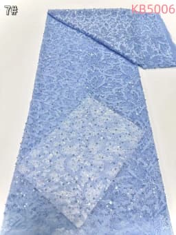 White Sequins Beaded Chantilly Lace Fabric African Lace Fabric 5 Yards High Quality 2025 Green Tulle Lace For Sewing KB5006