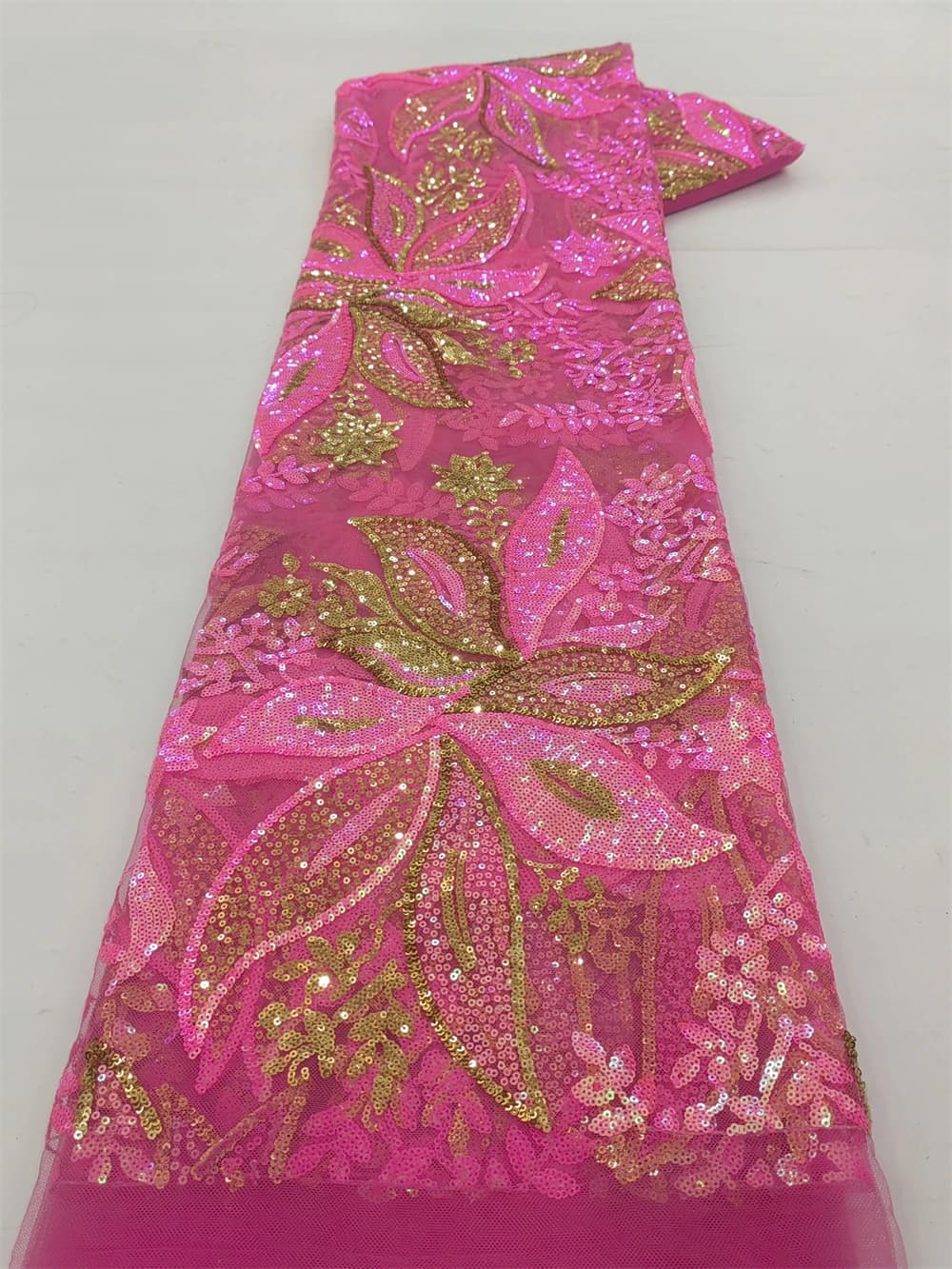 latest nigerian lace fabrics French Tulle Net Lace with Sequins and Beads African Embroidered Lace Fabric Lace Fabric for Sewing