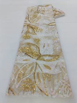 latest nigerian lace fabrics French Tulle Net Lace with Sequins and Beads African Embroidered Lace Fabric Lace Fabric for Sewing