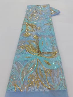latest nigerian lace fabrics French Tulle Net Lace with Sequins and Beads African Embroidered Lace Fabric Lace Fabric for Sewing