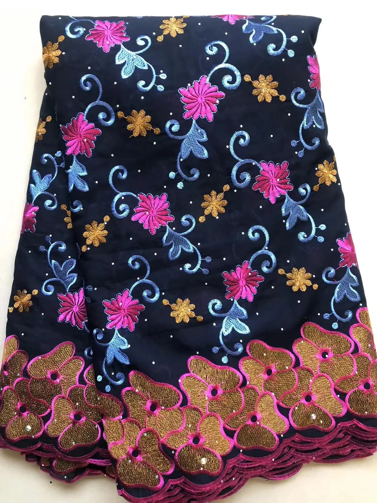 African Cotton Lace Fabric 2024 Swiss Voile 5 Yards Nigerian Cotton Lace Fabric With Stones Diy Dress for Wedding Party Sewing
