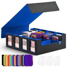 Leather Trading Card Storage Box 4 Rows Magnetic Closure Game Cards Box With Viewing Windows Card and Note Storage Supplies