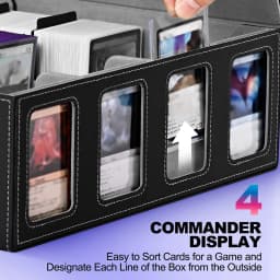 Leather Trading Card Storage Box 4 Rows Magnetic Closure Game Cards Box With Viewing Windows Card and Note Storage Supplies