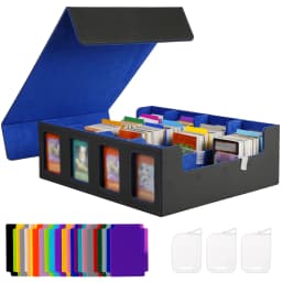 Leather Trading Card Storage Box 4 Rows Magnetic Closure Game Cards Box With Viewing Windows Card and Note Storage Supplies