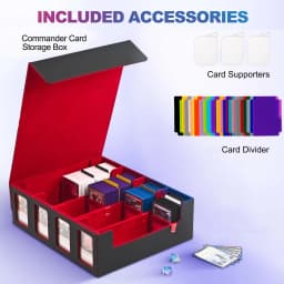 Leather Trading Card Storage Box 4 Rows Magnetic Closure Game Cards Box With Viewing Windows Card and Note Storage Supplies