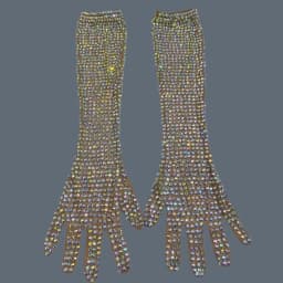Sexy Dress AB Rhinestone Sheer Mesh Long Gloves Women Full Finger Sparkly Stage Performance Party Outfit Accessory