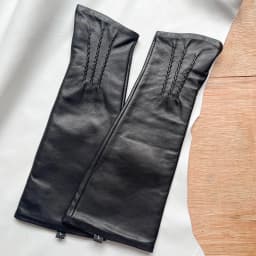 Men's Fingerless Gloves Women's Half-fingerless Gloves Black Sheepskin 29cm Length Leather Gloves Windproof Driving Gloves Black