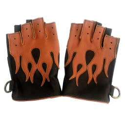 Men's Deerskin Gloves 2026 Spring NEW Locomotive Cycling Retro Thin Mittens Male Half Finger Color Blocking Flame Leather Luvas