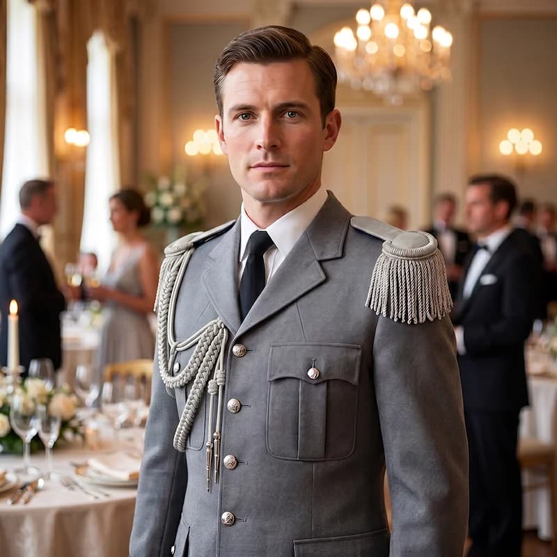 Handmade Silver Shoulder Epaulettes & Metallic Aiguillette for Formal Dress, Guard Uniform, Film Collection