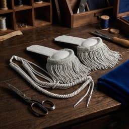 Handmade Silver Shoulder Epaulettes & Metallic Aiguillette for Formal Dress, Guard Uniform, Film Collection