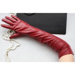Customize Men's Gloves Real Leather Extra Long Straight Style Sheepskin Winter Warm Cuff New Women's Long Glove Opera