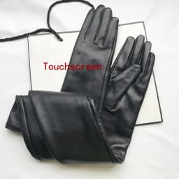 Customize Men's Gloves Real Leather Extra Long Straight Style Sheepskin Winter Warm Cuff New Women's Long Glove Opera