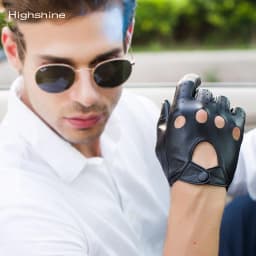 luxury Genuine Driving Gloves For Men Unlined Touch Screen Soft Thin Fit Hand Short motorcycle Leather Gloves