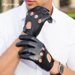 luxury Genuine Driving Gloves For Men Unlined Touch Screen Soft Thin Fit Hand Short motorcycle Leather Gloves