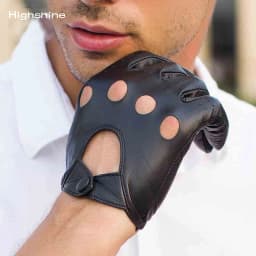 luxury Genuine Driving Gloves For Men Unlined Touch Screen Soft Thin Fit Hand Short motorcycle Leather Gloves