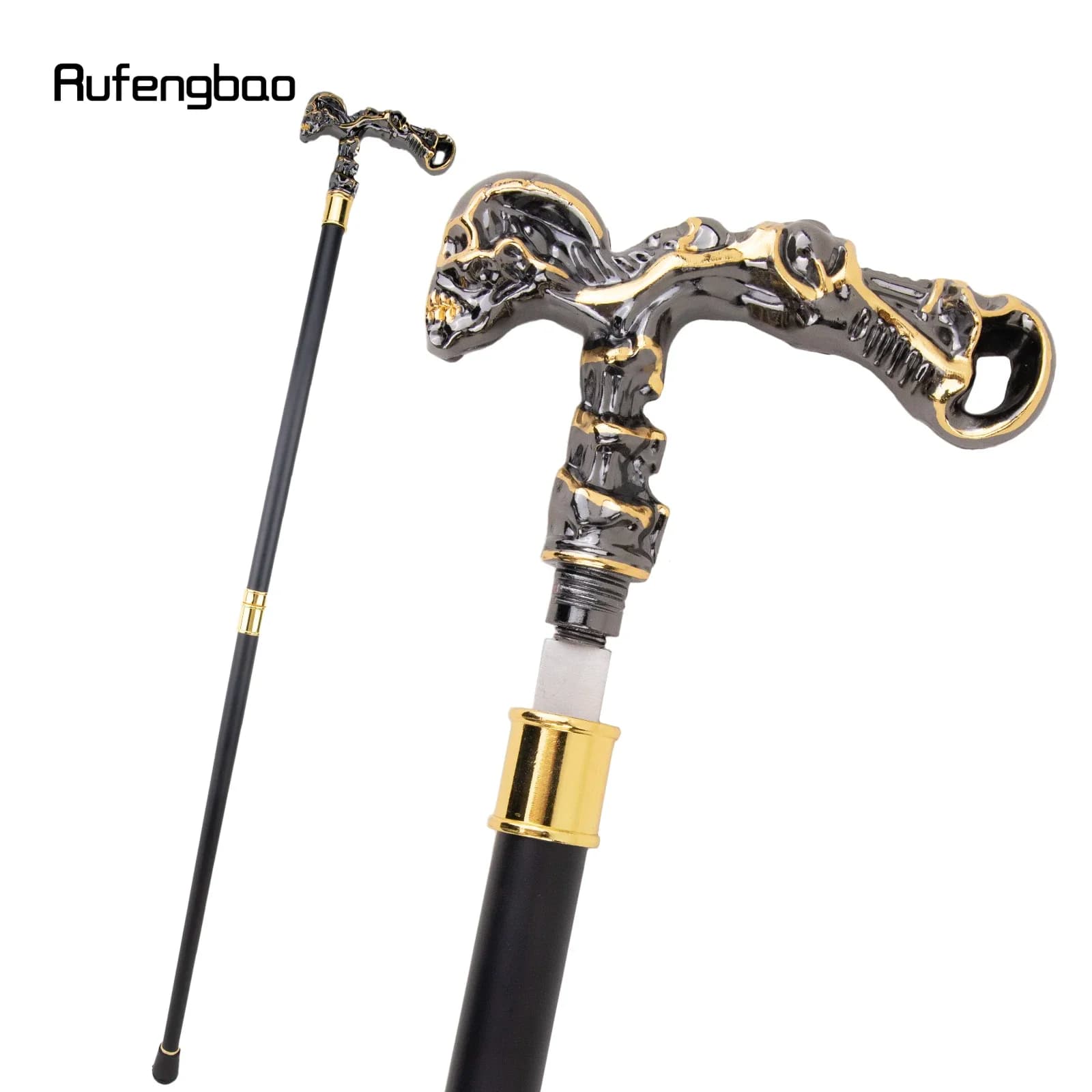 Golden Black Skull Walking Stick with 26cm Hidden Sword Self Defense Fashion Cane Sword  Cosplay Crosier Vampire Stick 93cm
