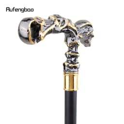 Golden Black Skull Walking Stick with 26cm Hidden Sword Self Defense Fashion Cane Sword Cosplay Crosier Vampire Stick 93cm