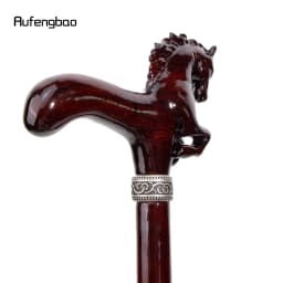 Brown Horse Wooden Fashion Walking Stick Decorative Cospaly Cane Wood Mace Crutch Wand Crosier 96cm Performance Stage Cane