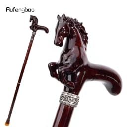 Brown Horse Wooden Fashion Walking Stick Decorative Cospaly Cane Wood Mace Crutch Wand Crosier 96cm Performance Stage Cane