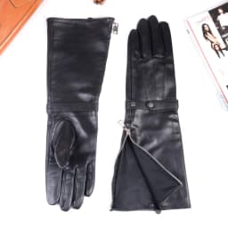 40cm Men's Black Sheepskin Real Leather Medieval Renaissance Long Cuff Zipper Knight Gauntlet Elbow Long Gloves